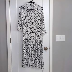 ZARA XS floral long sleeve button down maxi dress